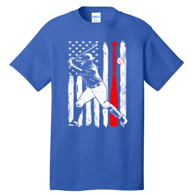 American Usa Flag Patriotic Vintage Baseball Flag Gift Tall T-Shirt