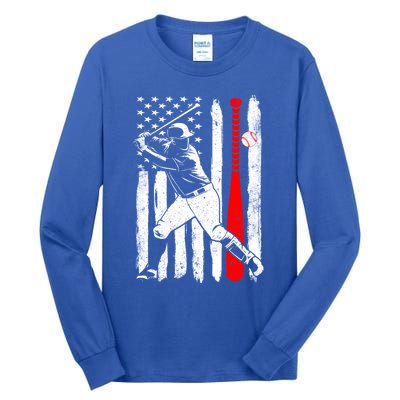 American Usa Flag Patriotic Vintage Baseball Flag Gift Tall Long Sleeve T-Shirt