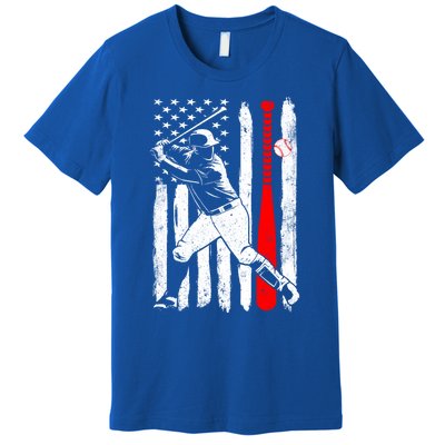 American Usa Flag Patriotic Vintage Baseball Flag Gift Premium T-Shirt