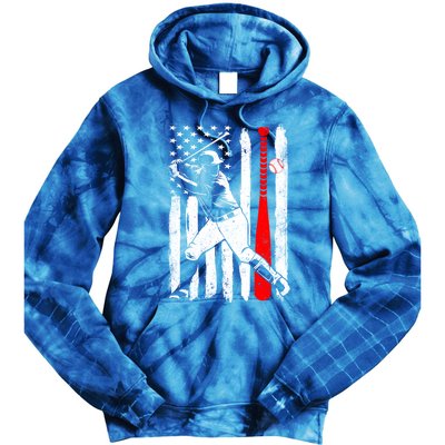 American Usa Flag Patriotic Vintage Baseball Flag Gift Tie Dye Hoodie