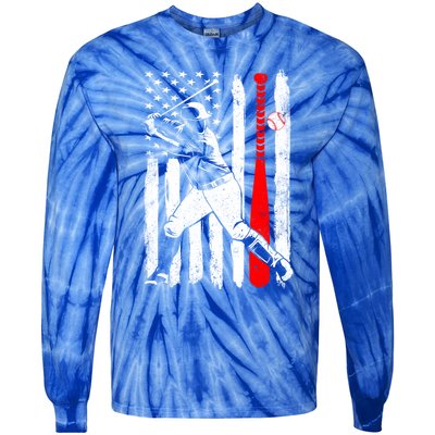 American Usa Flag Patriotic Vintage Baseball Flag Gift Tie-Dye Long Sleeve Shirt