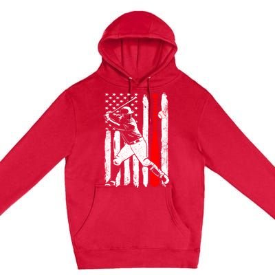 American Usa Flag Patriotic Vintage Baseball Flag Gift Premium Pullover Hoodie