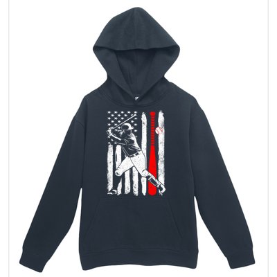 American Usa Flag Patriotic Vintage Baseball Flag Gift Urban Pullover Hoodie