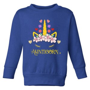 Aunt Unicorn Face Aunticorn Auntie Floral Hearts Aunty Gift Toddler Sweatshirt