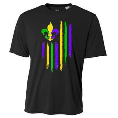 American US Flag Cajun Festival Funny Mardi Gras Carnival Cooling Performance Crew T-Shirt