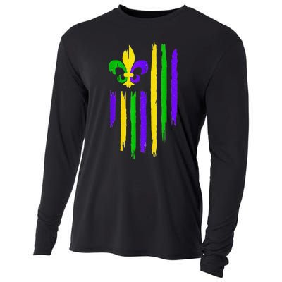 American US Flag Cajun Festival Funny Mardi Gras Carnival Cooling Performance Long Sleeve Crew