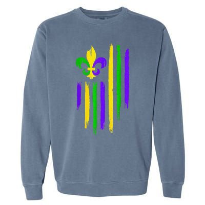 American US Flag Cajun Festival Funny Mardi Gras Carnival Garment-Dyed Sweatshirt