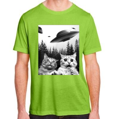 Alien UFO Funny Cat Selfie Adult ChromaSoft Performance T-Shirt