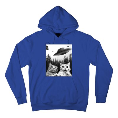 Alien UFO Funny Cat Selfie Hoodie