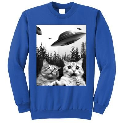 Alien UFO Funny Cat Selfie Sweatshirt