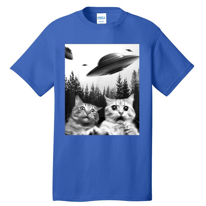 Alien UFO Funny Cat Selfie Tall T-Shirt