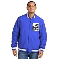 Alien UFO Funny Cat Selfie Insulated Varsity Jacket