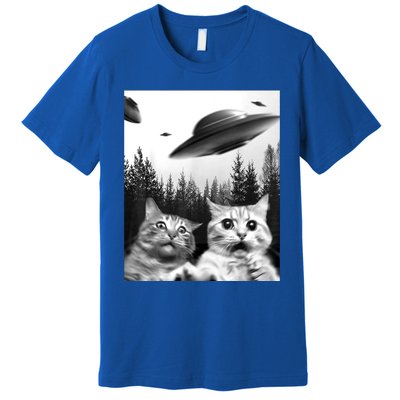 Alien UFO Funny Cat Selfie Premium T-Shirt