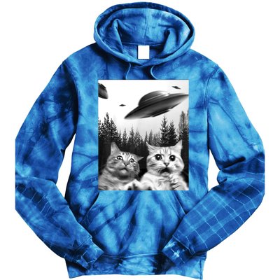 Alien UFO Funny Cat Selfie Tie Dye Hoodie