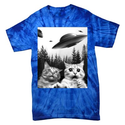 Alien UFO Funny Cat Selfie Tie-Dye T-Shirt