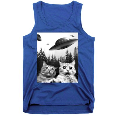 Alien UFO Funny Cat Selfie Tank Top