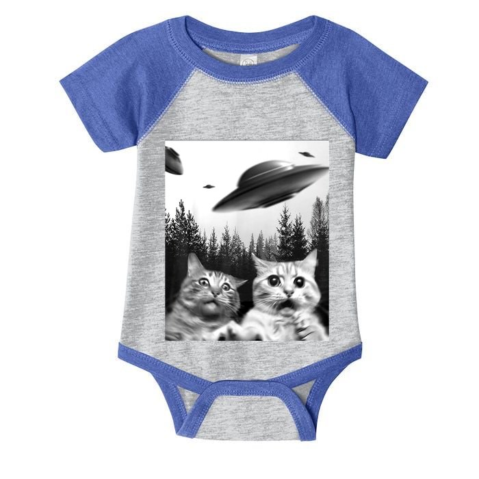 Alien UFO Funny Cat Selfie Infant Baby Jersey Bodysuit