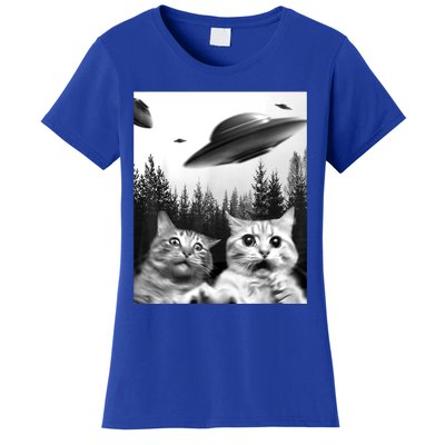 Alien UFO Funny Cat Selfie Women's T-Shirt