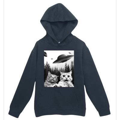 Alien UFO Funny Cat Selfie Urban Pullover Hoodie