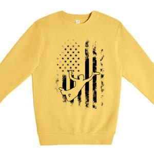 American Us Flag Ultimate Frisbee Gift Premium Crewneck Sweatshirt