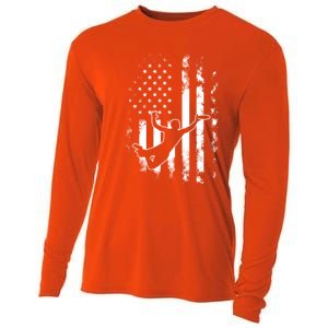 American Us Flag Ultimate Frisbee Gift Cooling Performance Long Sleeve Crew