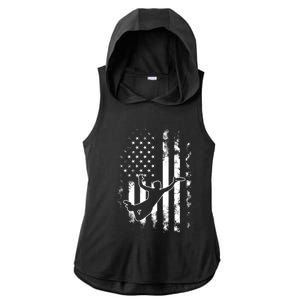 American Us Flag Ultimate Frisbee Gift Ladies PosiCharge Tri-Blend Wicking Draft Hoodie Tank