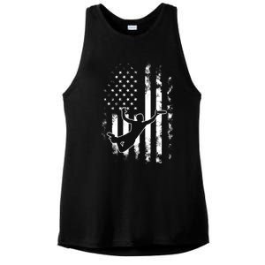 American Us Flag Ultimate Frisbee Gift Ladies PosiCharge Tri-Blend Wicking Tank