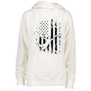 American Us Flag Ultimate Frisbee Gift Womens Funnel Neck Pullover Hood