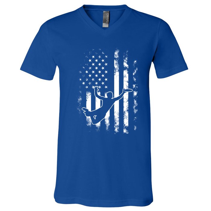 American Us Flag Ultimate Frisbee Gift V-Neck T-Shirt