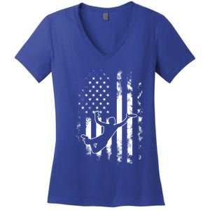 American Us Flag Ultimate Frisbee Gift Women's V-Neck T-Shirt