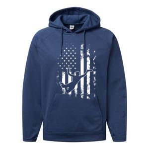 American Us Flag Ultimate Frisbee Gift Performance Fleece Hoodie