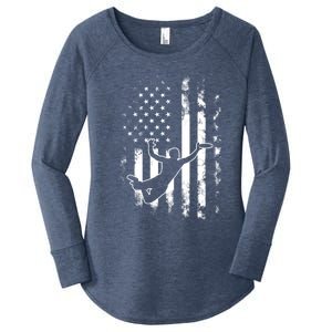 American Us Flag Ultimate Frisbee Gift Women's Perfect Tri Tunic Long Sleeve Shirt