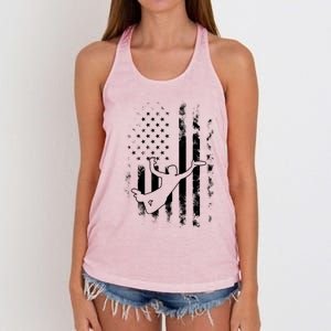 American Us Flag Ultimate Frisbee Gift Women's Knotted Racerback Tank