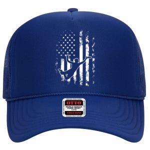 American Us Flag Ultimate Frisbee Gift High Crown Mesh Back Trucker Hat