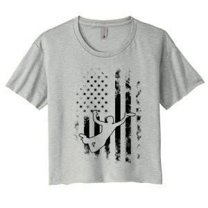 American Us Flag Ultimate Frisbee Gift Women's Crop Top Tee