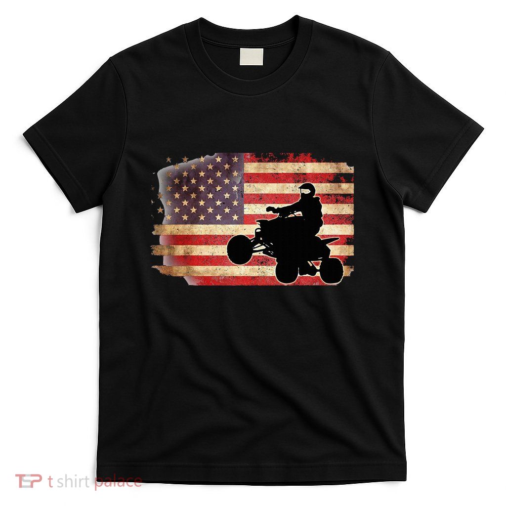 American Usa Flag Quad Bike Four Wheeler T-Shirt