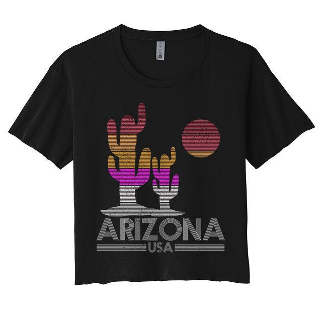Arizona Usa Gift Vintage Retro Cactus Souvenir Gift Cool Gift Crop Top