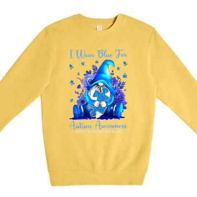 Accept Understand Gnome I Wear Blue For Autism Awareness Gift Premium Crewneck Sweatshirt