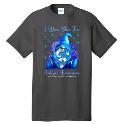 Accept Understand Gnome I Wear Blue For Autism Awareness Gift Tall T-Shirt