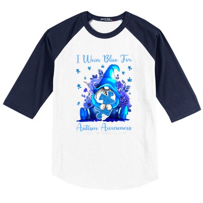 Accept Understand Gnome I Wear Blue For Autism Awareness Gift Baseball Sleeve Shirt