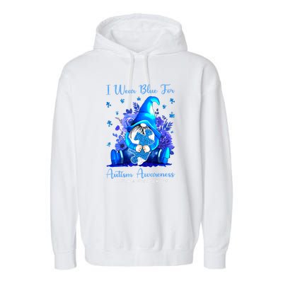 Accept Understand Gnome I Wear Blue For Autism Awareness Gift Garment-Dyed Fleece Hoodie