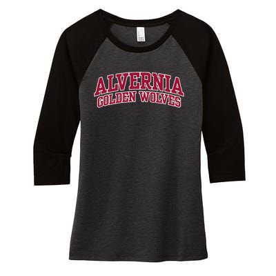 Alvernia University Golden Wolves Women's Tri-Blend 3/4-Sleeve Raglan Shirt