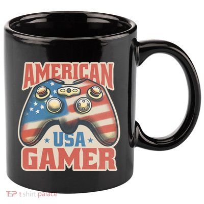 American USA Gamer Vintage 11oz C Handle Ceramic Mug