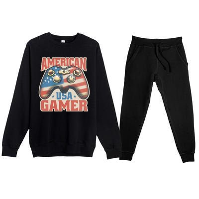 American USA Gamer Vintage Premium Crewneck Sweatsuit Set