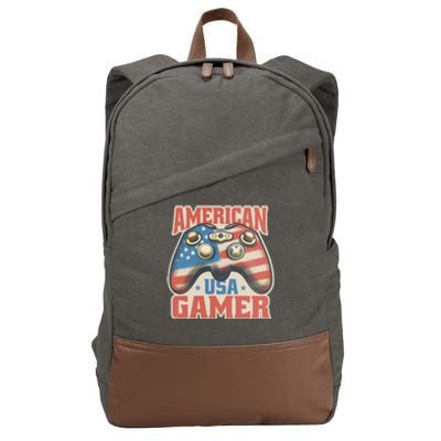 American USA Gamer Vintage Cotton Canvas Backpack