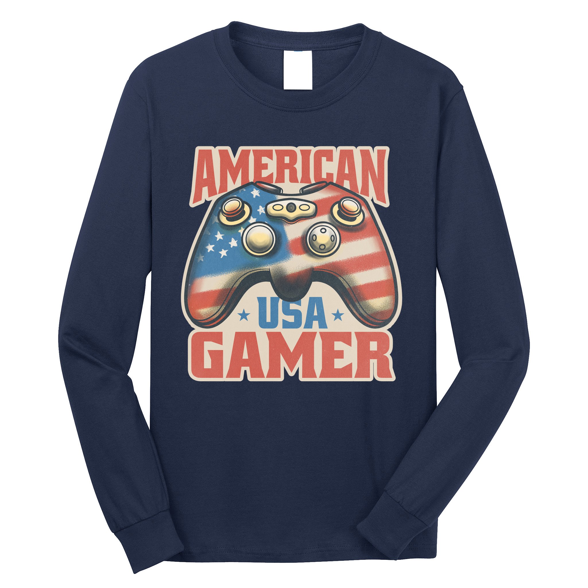 American USA Gamer Vintage Long Sleeve Shirt
