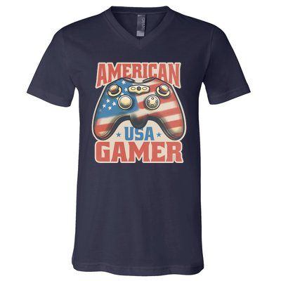 American USA Gamer Vintage V-Neck T-Shirt