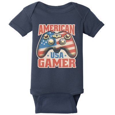 American USA Gamer Vintage Baby Bodysuit