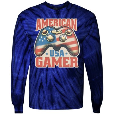 American USA Gamer Vintage Tie-Dye Long Sleeve Shirt