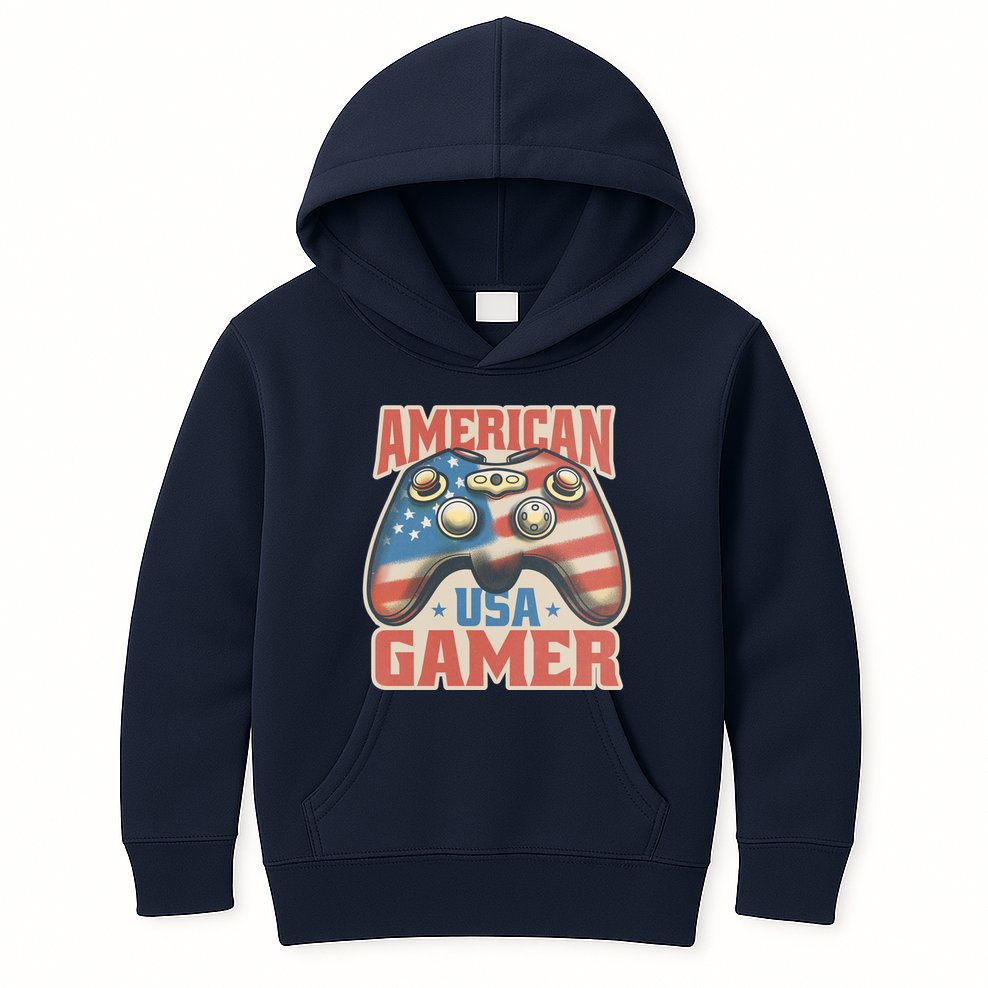 American USA Gamer Vintage Kids Hoodie